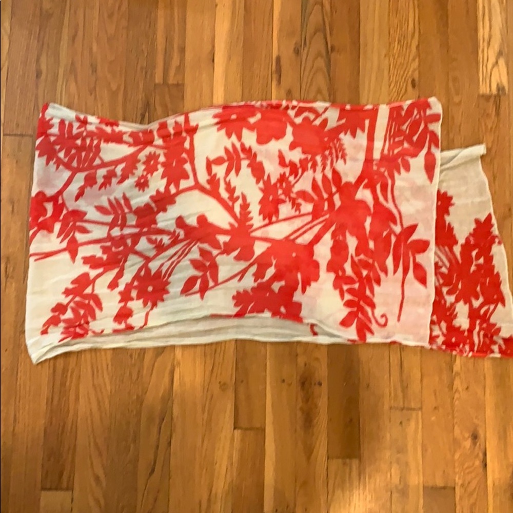 Cream coral scarf lightweight woven cotton